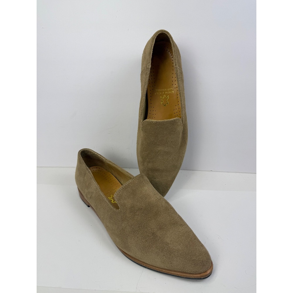 Patina Portland Taupe Suede Leather Pointed Toe LoafersWomens Size 8